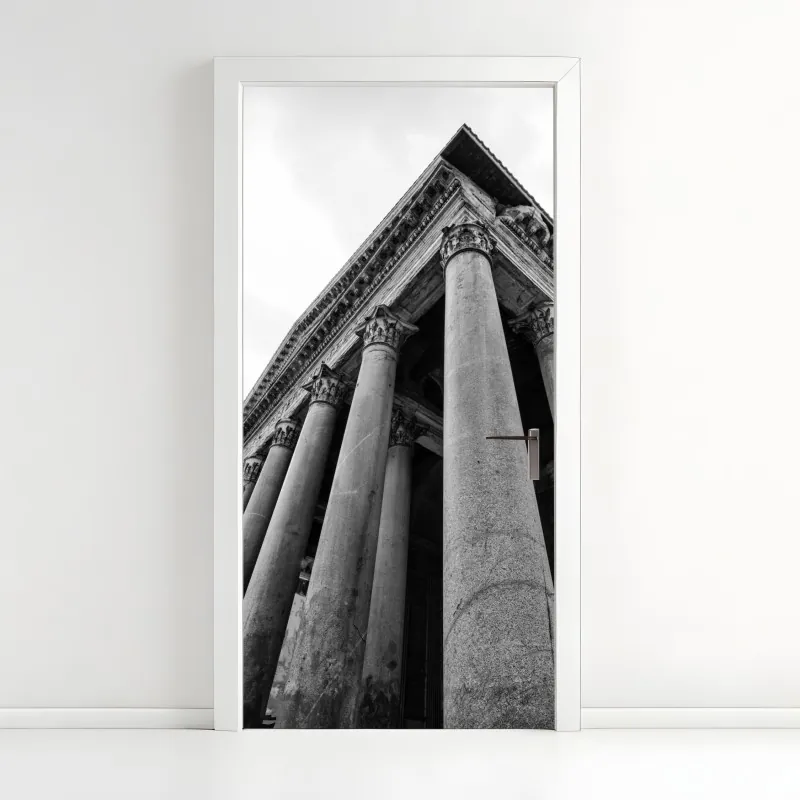 Naklejka na drzwi złoty wzór liści na białym tle – Wallissimo®