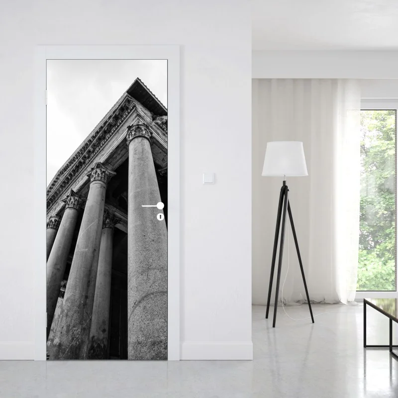 Naklejka na drzwi złoty wzór liści na białym tle – Wallissimo®