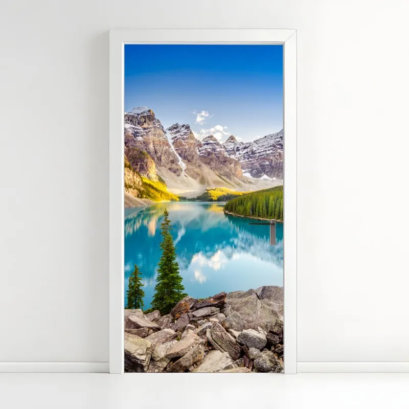 Naklejka na drzwi czarny marmur z żyłami – Wallissimo®