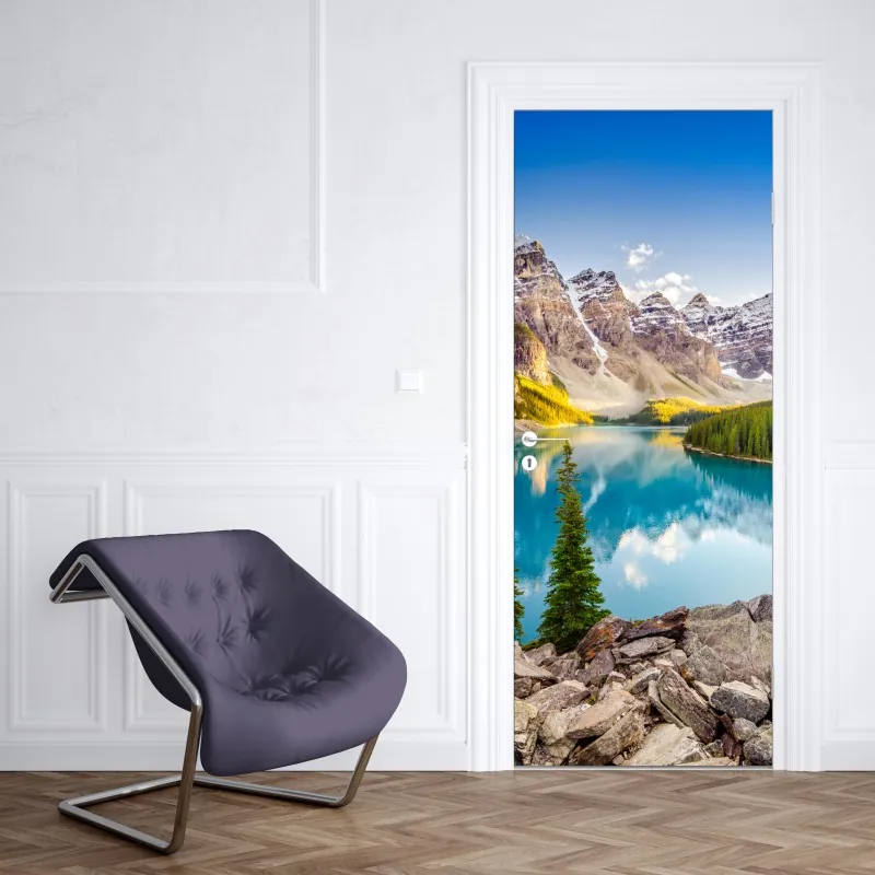 Naklejka na drzwi czarny marmur z żyłami – Wallissimo®