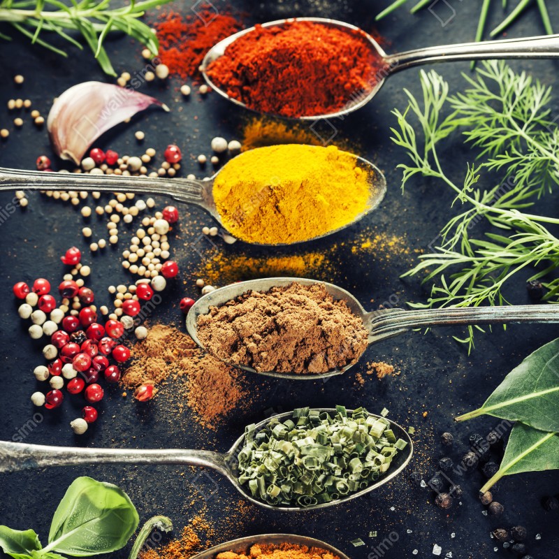 Naklejka na drzwi kompozycja przypraw i ziół – Wallissimo® Naklejka na drzwi kompozycja przypraw i ziół – Wallissimo®