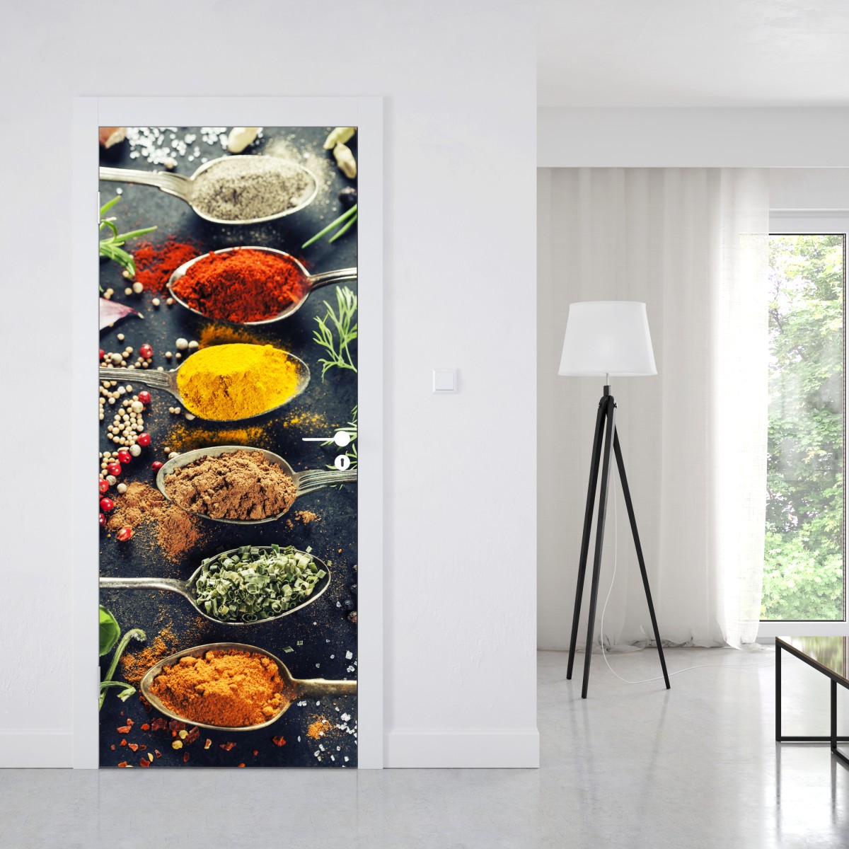 Naklejka na drzwi kompozycja przypraw i ziół – Wallissimo® Naklejka na drzwi kompozycja przypraw i ziół – Wallissimo®