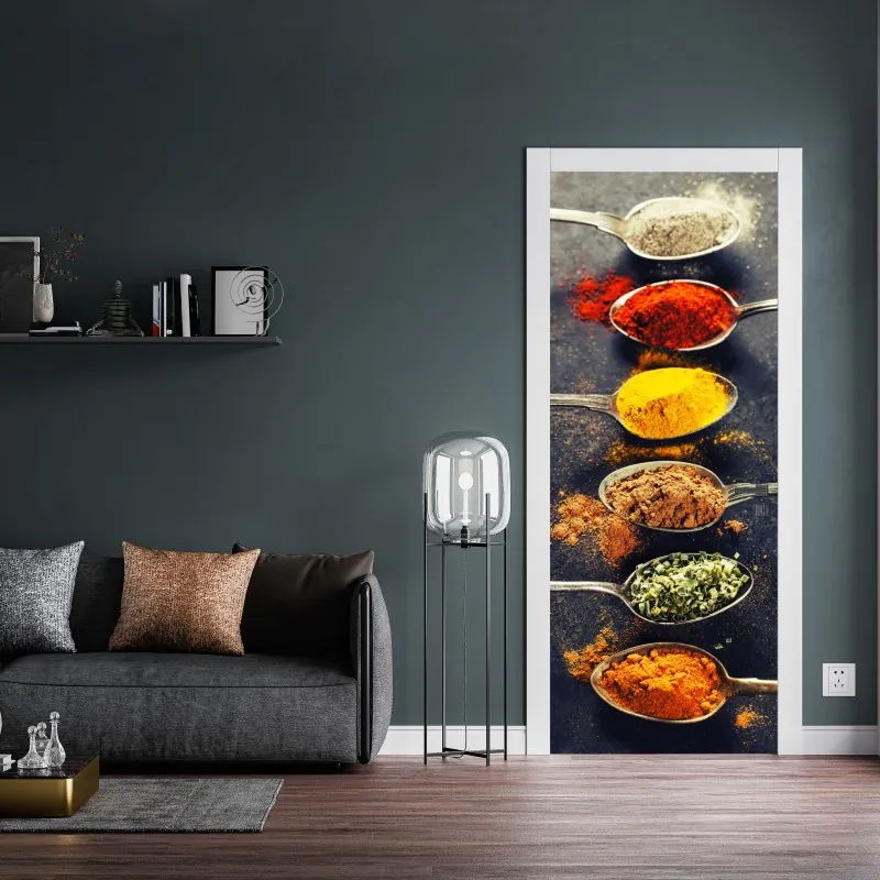 Naklejka na drzwi pastelowy geometryczny wzór z kołami – Wallissimo®