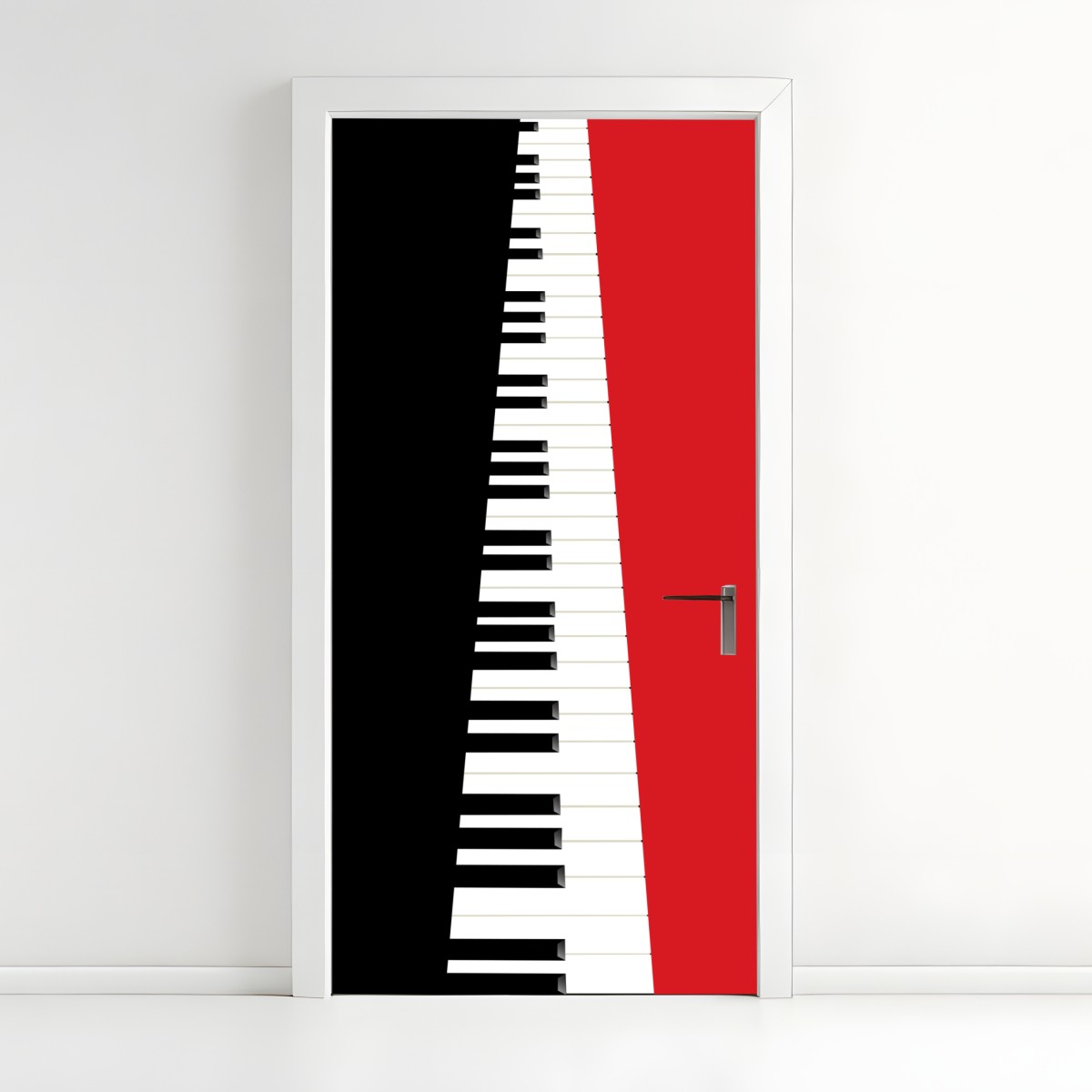 Door sticker black and red piano keyboard composition – Wallissimo®