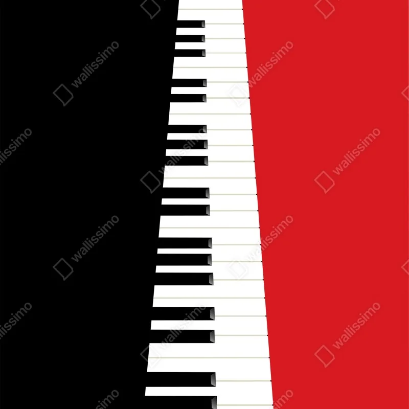 Naklejka na drzwi czarno-czerwona klawiatura fortepianu – Wallissimo® Naklejka na drzwi czarno-czerwona klawiatura fortepianu – Wallissimo®