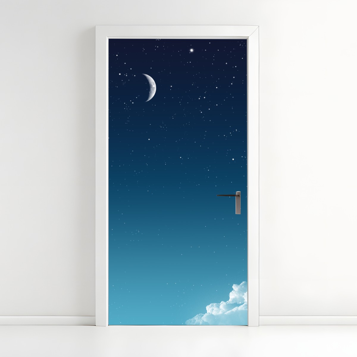 Door sticker serene crescent moon night sky – Wallissimo®