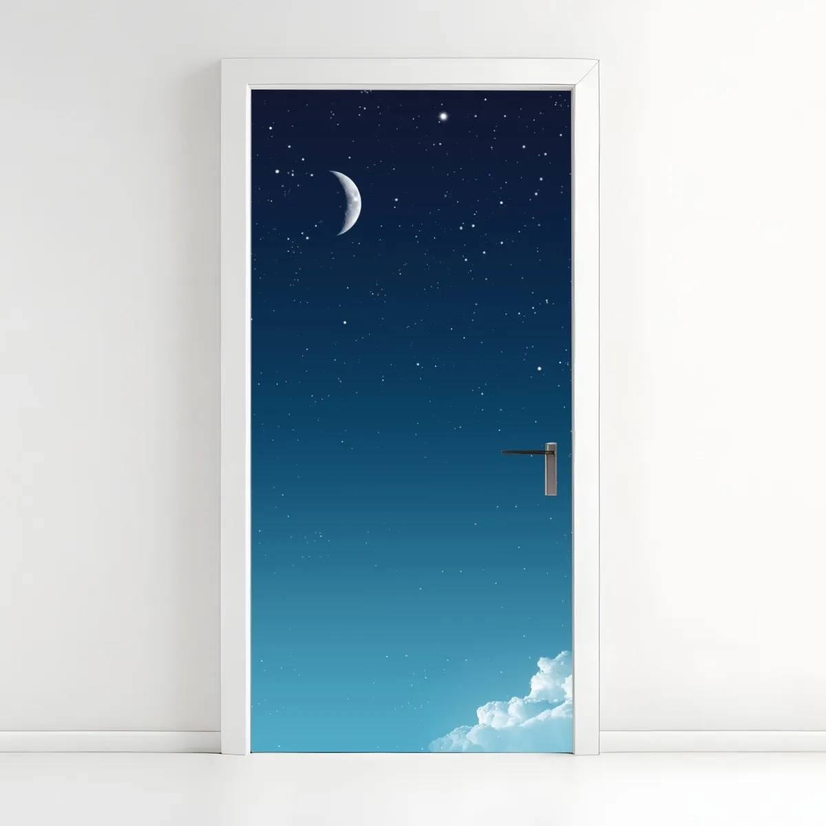 Naklejka na drzwi spokojne nocne niebo z księżycem – Wallissimo® Naklejka na drzwi spokojne nocne niebo z księżycem – Wallissimo®