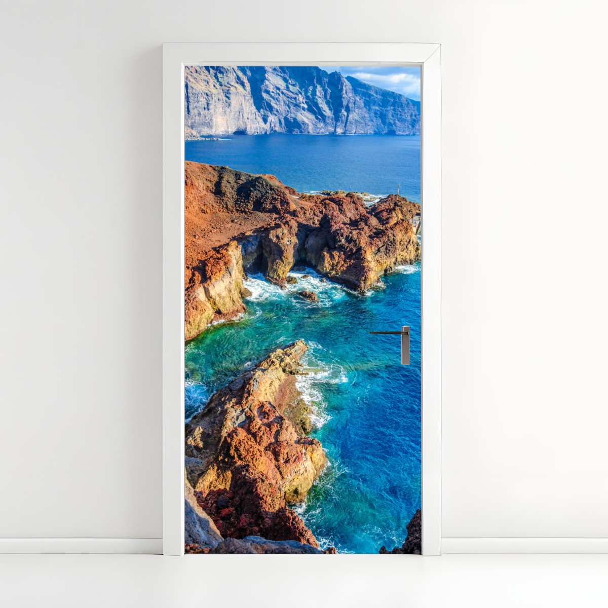 Door sticker dramatic cliffs and turquoise sea at Punto Teno, Tenerife – Wallissimo®