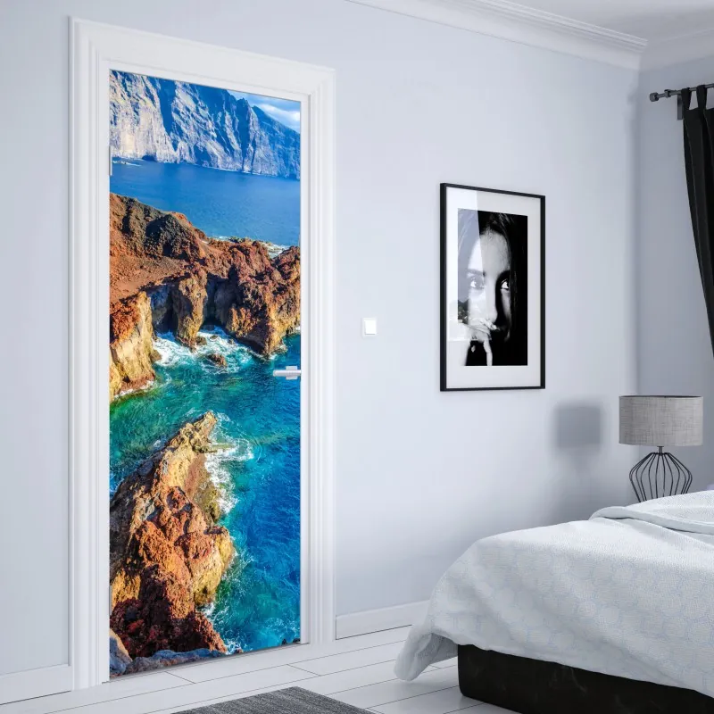 Naklejka na drzwi vintage wzór botaniczny z piwoniami – Wallissimo®