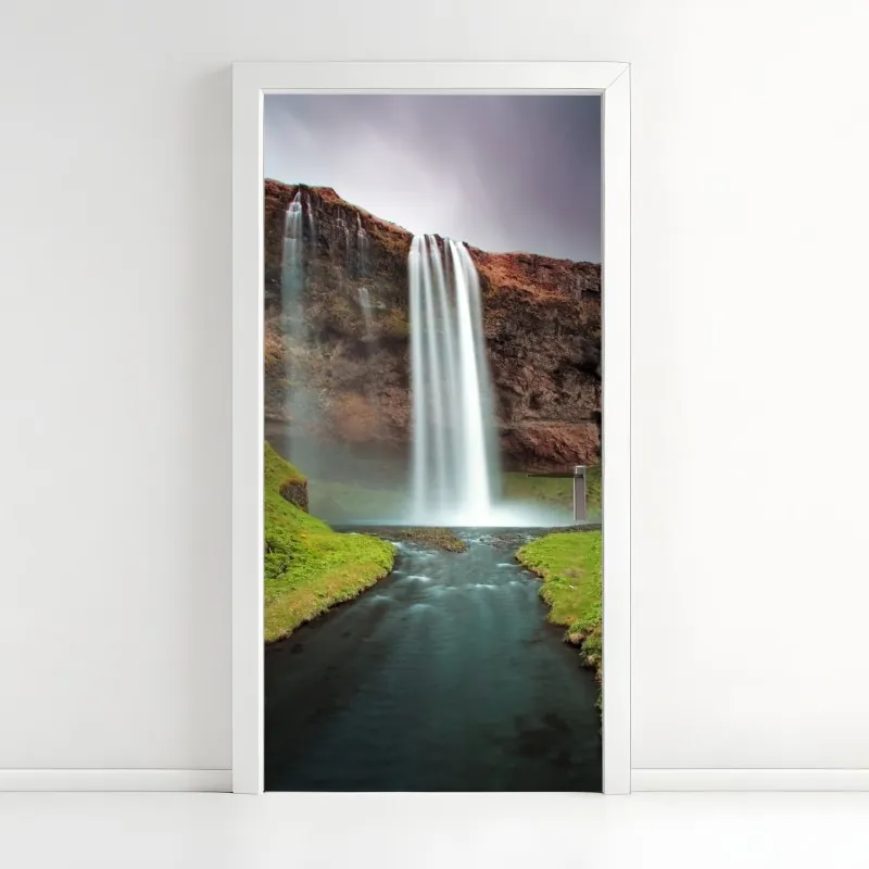 Naklejka na drzwi czarny marmur ze złotymi żyłami – Wallissimo®