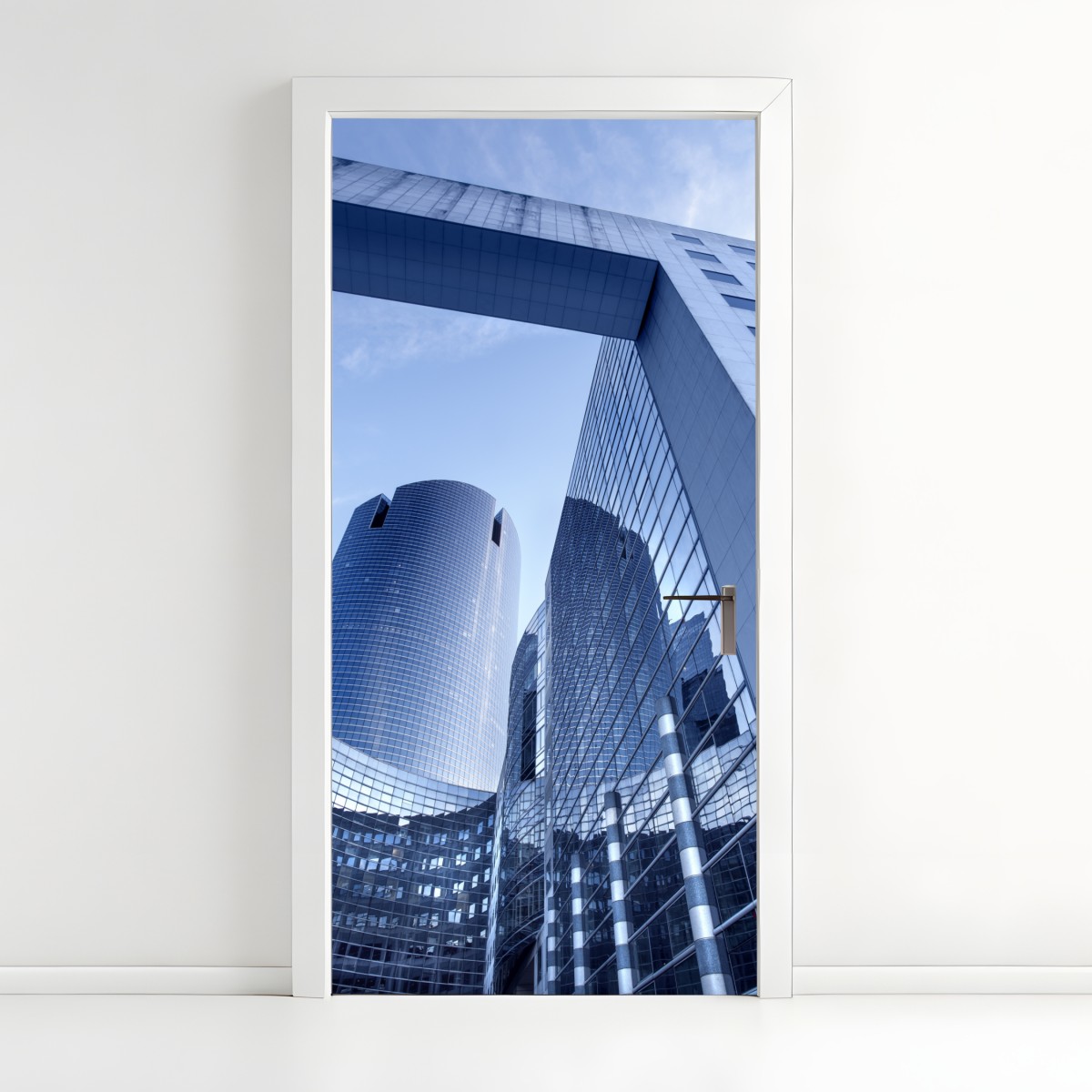 Door sticker modern blue urban skyline – Wallissimo®