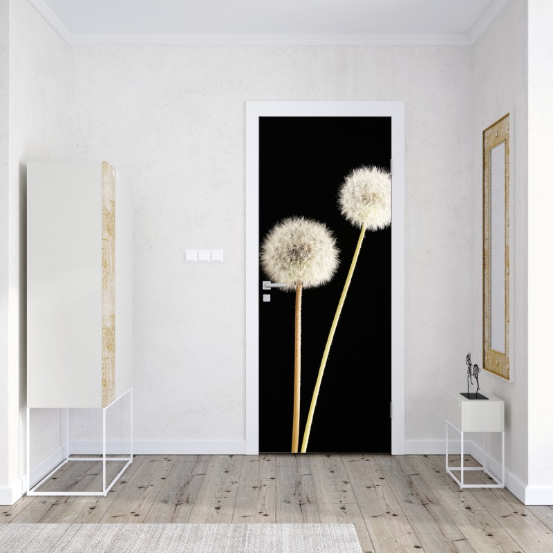 Naklejka na drzwi delikatne dmuchawce na czarnym tle – Wallissimo® Naklejka na drzwi delikatne dmuchawce na czarnym tle – Wallissimo®