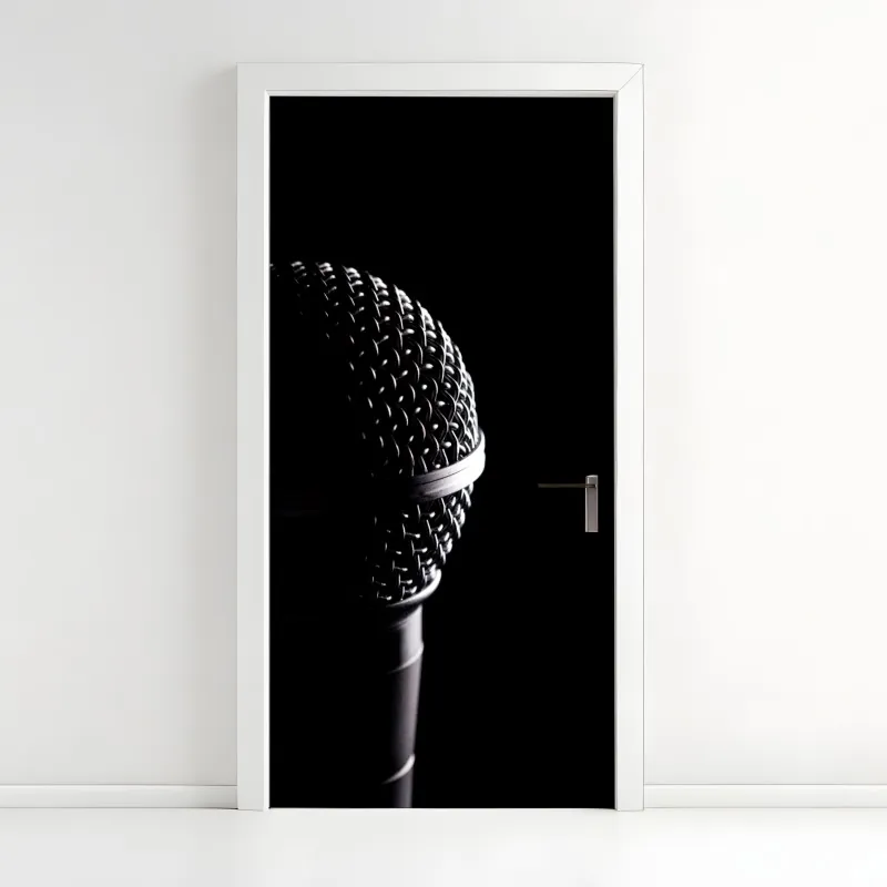 Naklejka na drzwi delikatne białe liście na szarym tle – Wallissimo®