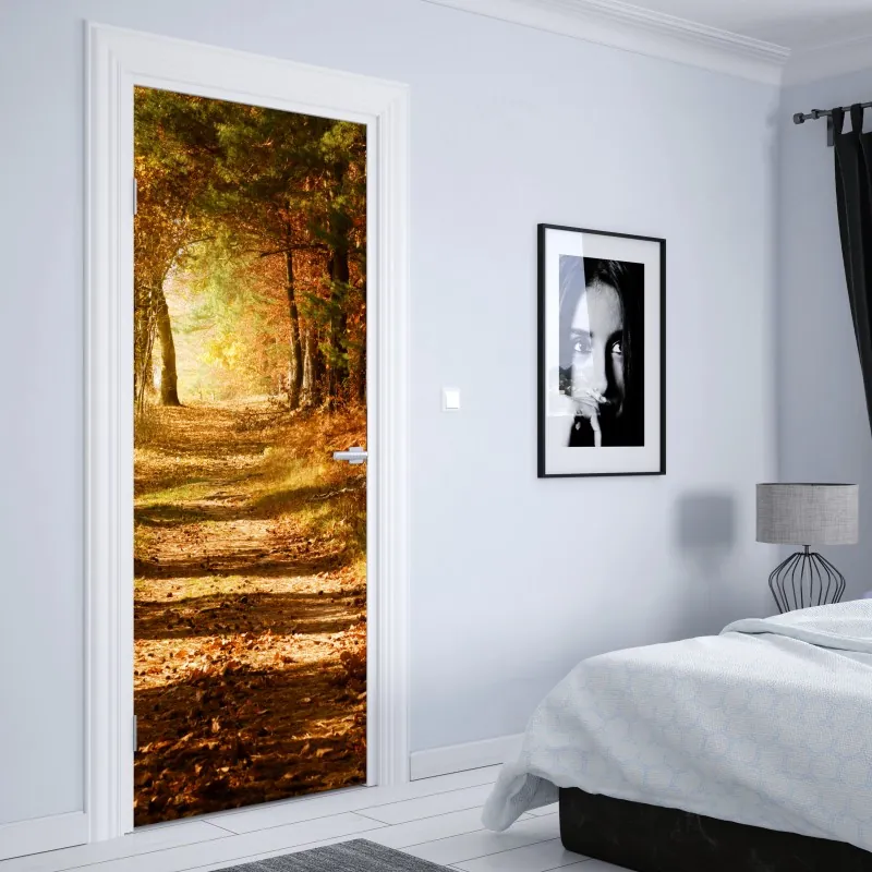 Naklejka na drzwi perspektywa Mostu Brooklyńskiego w monochromie – Wallissimo®