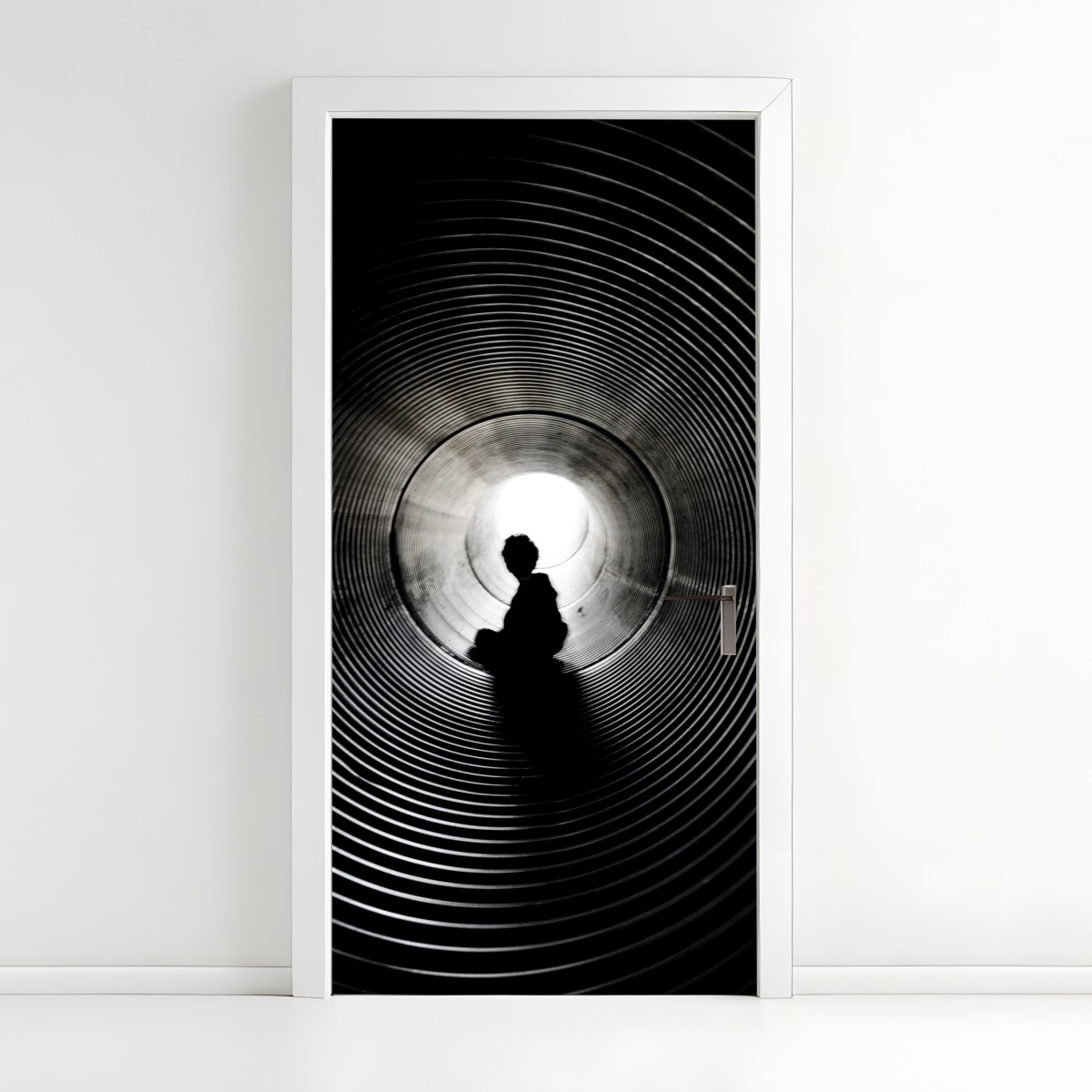 Door sticker silhouette in a spiral tunnel – Wallissimo®