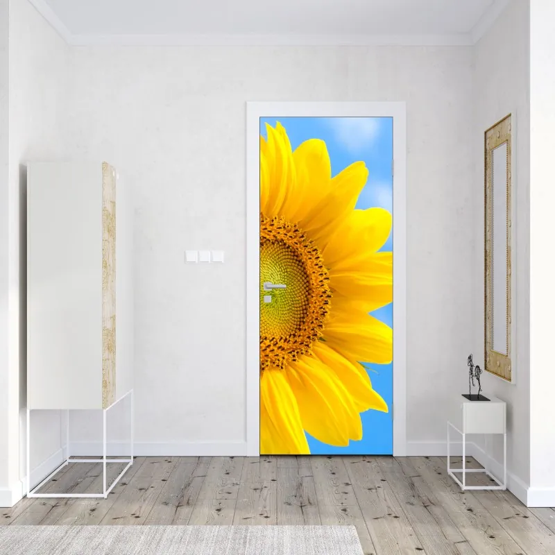 Naklejka na drzwi złoty wzór liści na białym tle – Wallissimo®