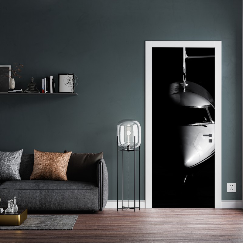 Naklejka na drzwi monochromatyczny portret nosa odrzutowca – Wallissimo® Naklejka na drzwi monochromatyczny portret nosa odrzutowca – Wallissimo®