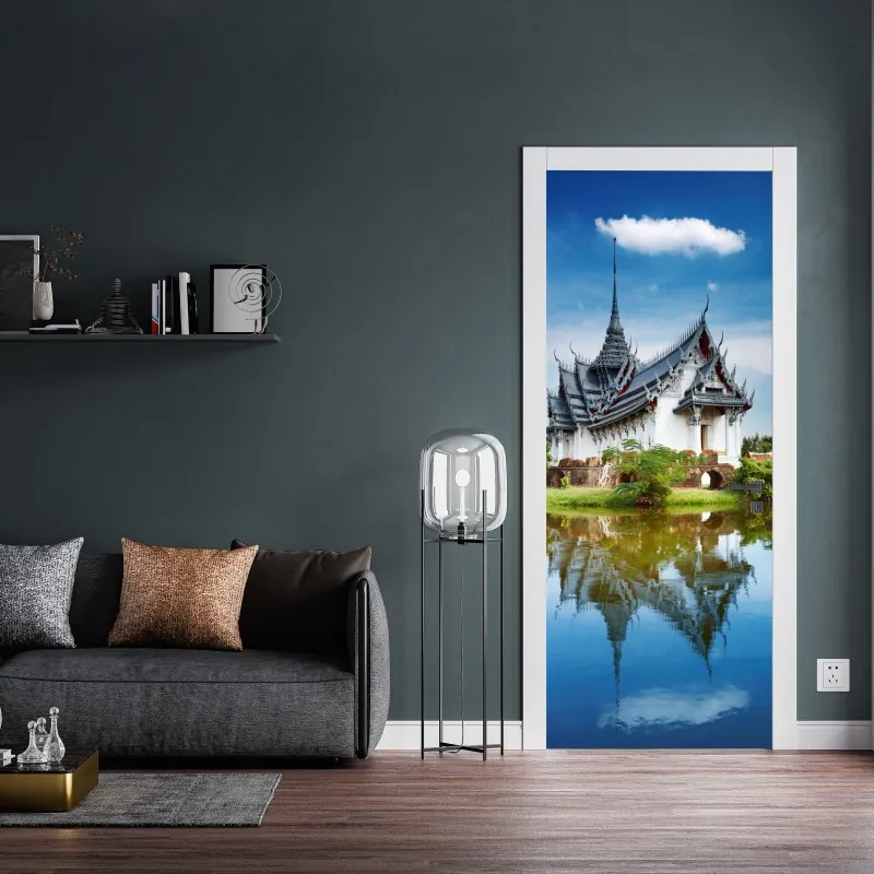 Naklejka na drzwi słoneczna żółta uliczka w Rethymno, Kreta – Wallissimo®