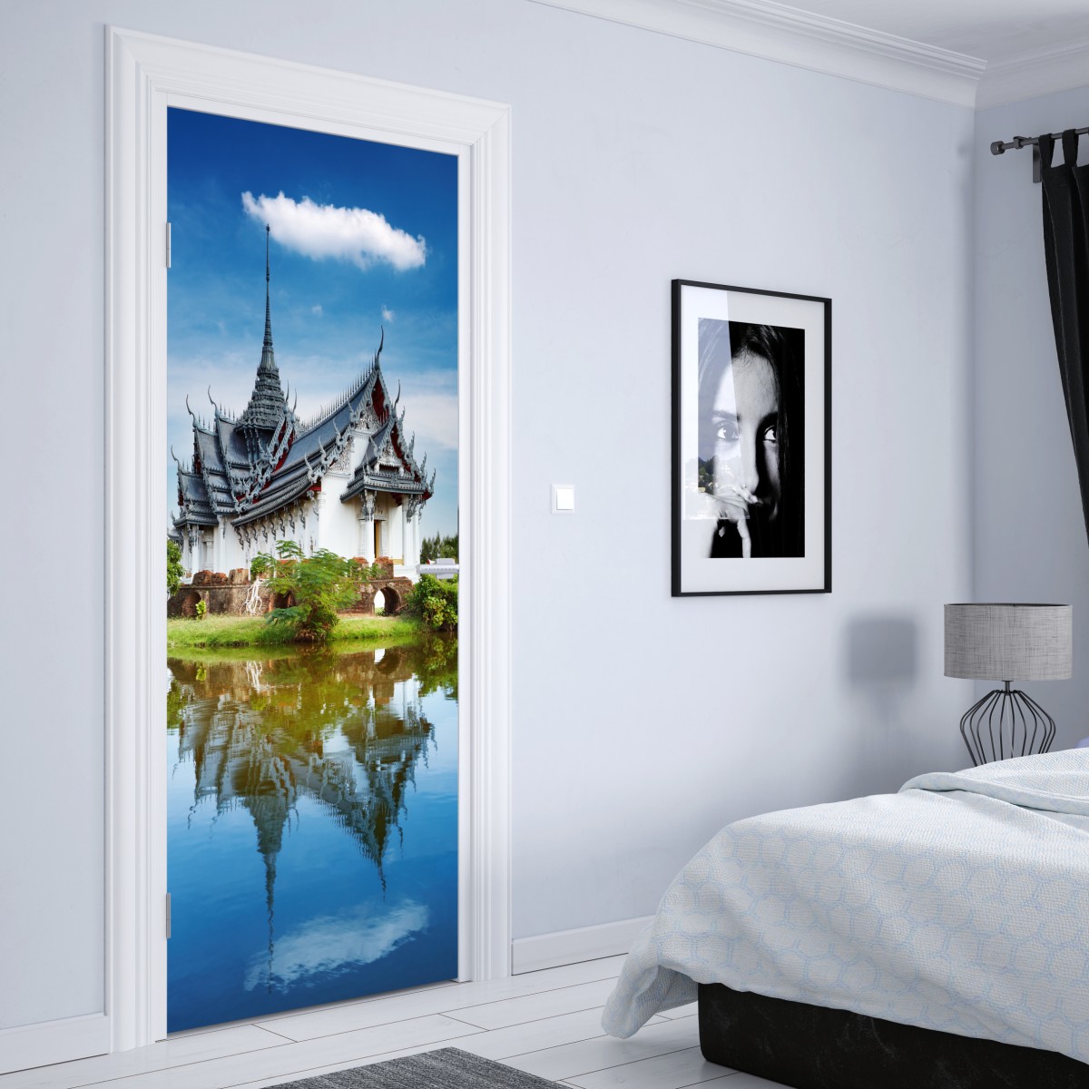 Naklejka na drzwi Sanphet Prasat pałac nad jeziorem – Wallissimo® Naklejka na drzwi Sanphet Prasat pałac nad jeziorem – Wallissimo®