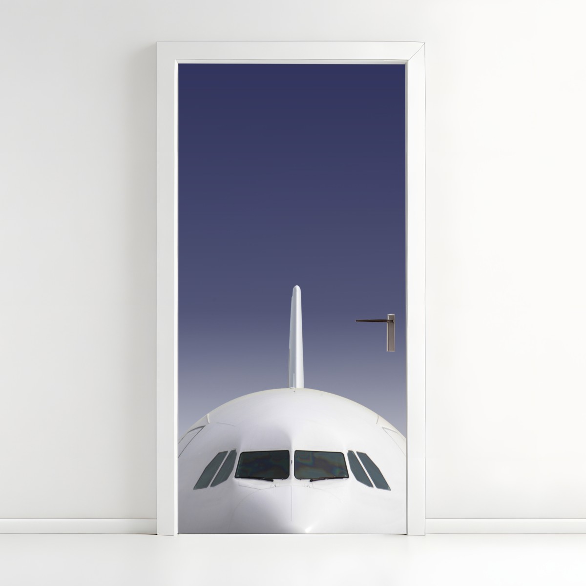 Door sticker front view of airplane against blue sky – Wallissimo®