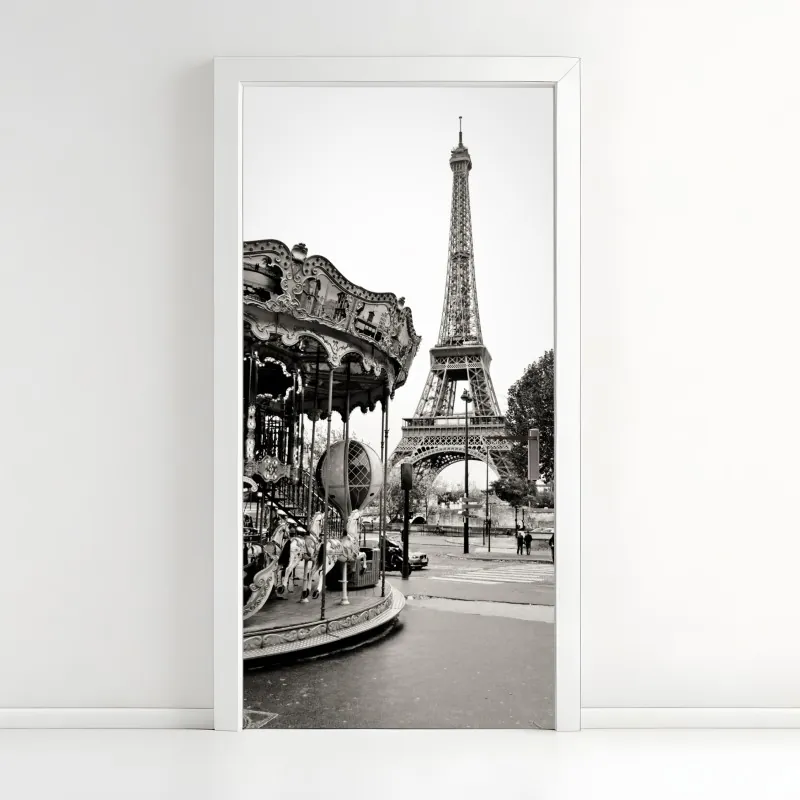 Naklejka na drzwi biały rozprysk na czarnym tle – Wallissimo®