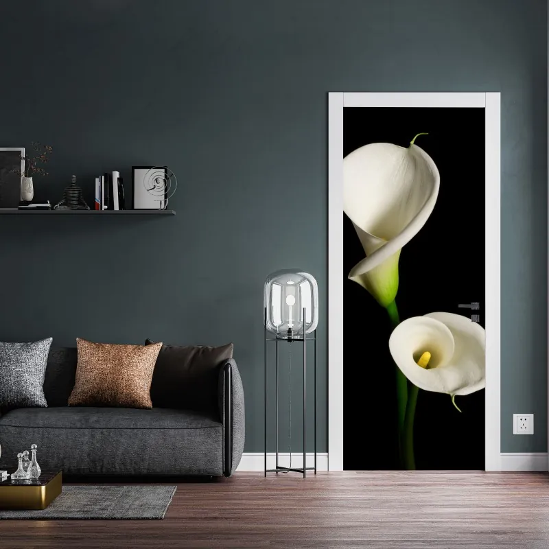 Naklejka na drzwi turkusowo-złota abstrakcyjna marmurkowa faktura – Wallissimo®