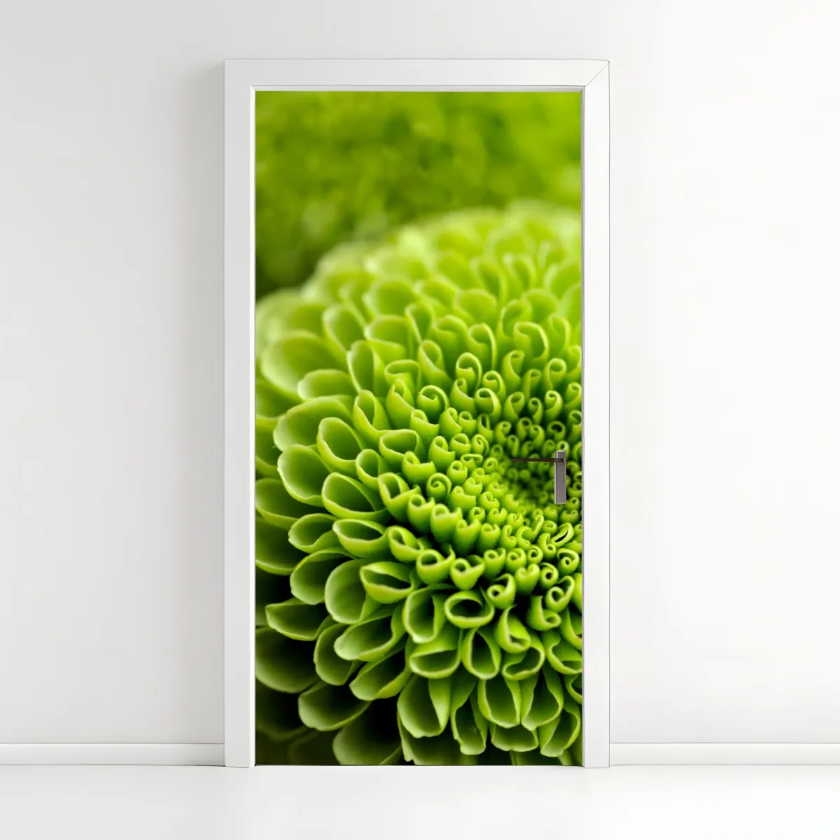 Naklejka na drzwi intensywna zielona spirala kwiatowa – Wallissimo® Naklejka na drzwi intensywna zielona spirala kwiatowa – Wallissimo®