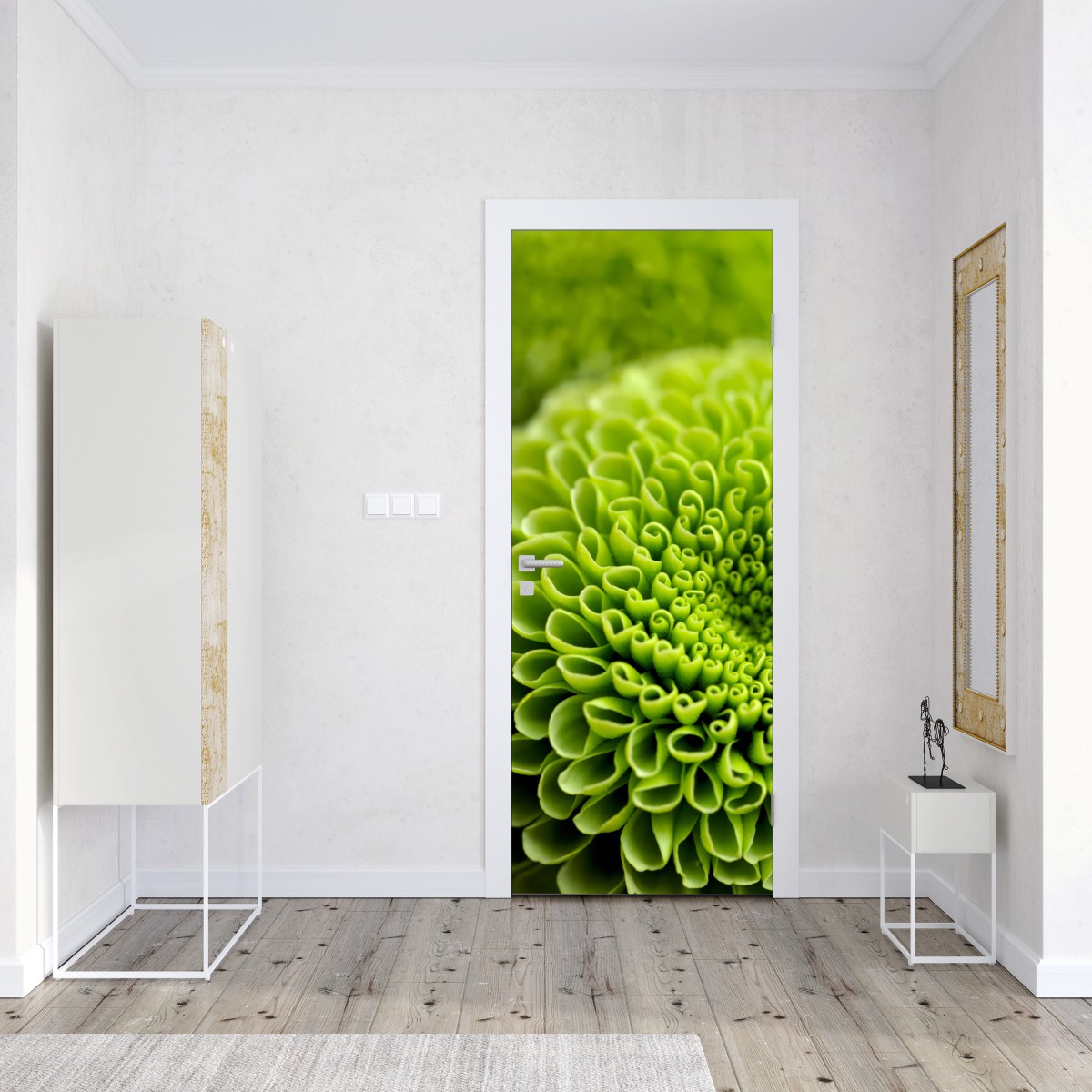 Naklejka na drzwi intensywna zielona spirala kwiatowa – Wallissimo® Naklejka na drzwi intensywna zielona spirala kwiatowa – Wallissimo®