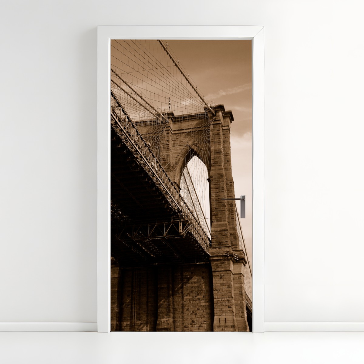 Door sticker sepia view of Brooklyn Bridge arch – Wallissimo®