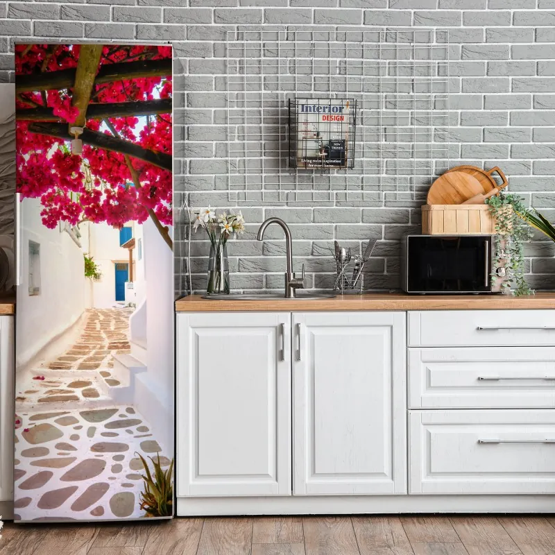 Naklejka na lodówkę delikatny różowy bukiet eustomy – Wallissimo®