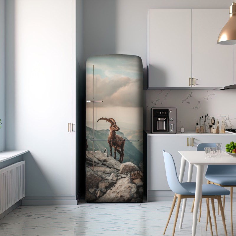 Naklejka na lodówkę kozica alpejska na skalistym grzbiecie – Wallissimo® Naklejka na lodówkę kozica alpejska na skalistym grzbiecie – Wallissimo®