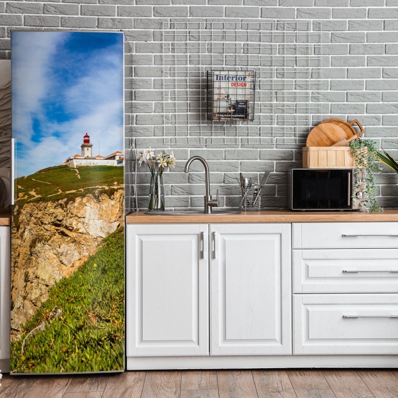 Naklejka na lodówkę biała tekstura marmuru z szarymi żyłkami – Wallissimo®