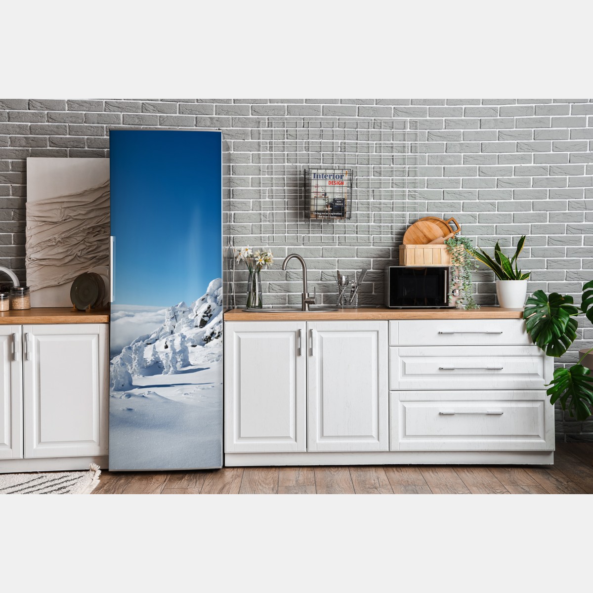 Naklejka na lodówkę spokojny zimowy krajobraz górski – Wallissimo® Naklejka na lodówkę spokojny zimowy krajobraz górski – Wallissimo®