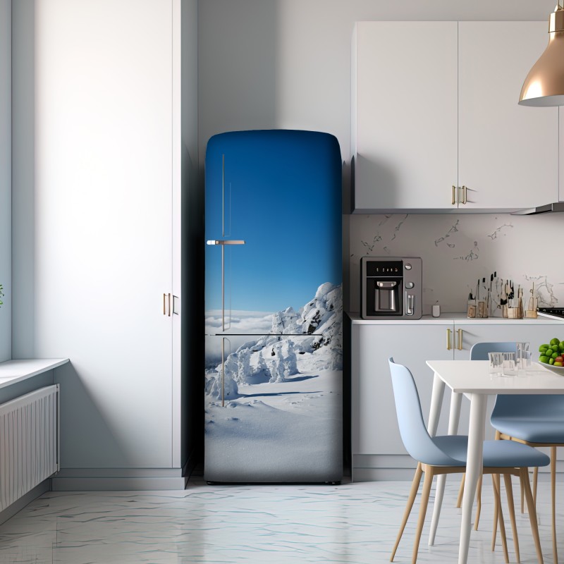 Naklejka na lodówkę spokojny zimowy krajobraz górski – Wallissimo® Naklejka na lodówkę spokojny zimowy krajobraz górski – Wallissimo®
