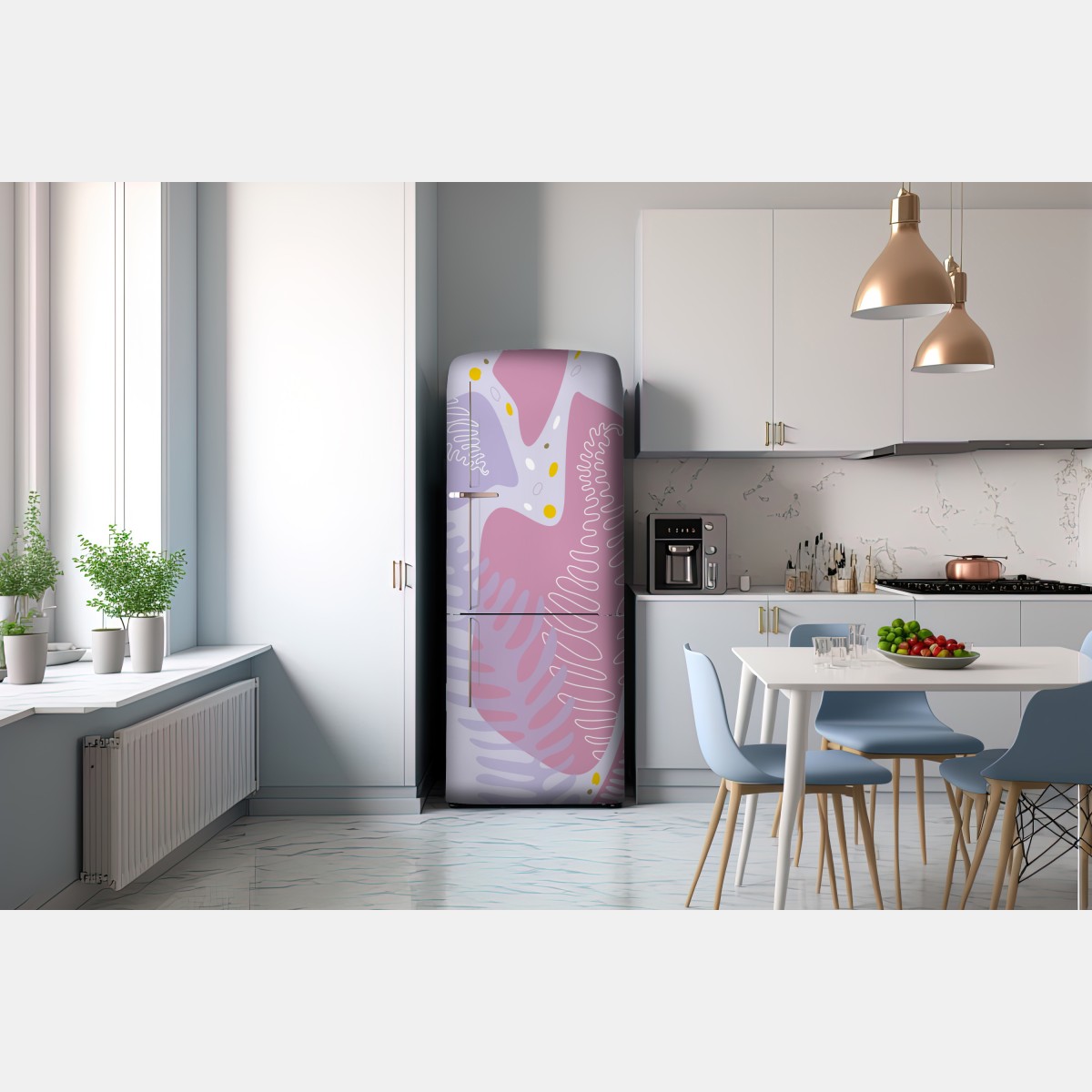 Naklejka na lodówkę delikatna pastelowa kompozycja botaniczna – Wallissimo® Naklejka na lodówkę delikatna pastelowa kompozycja botaniczna – Wallissimo®