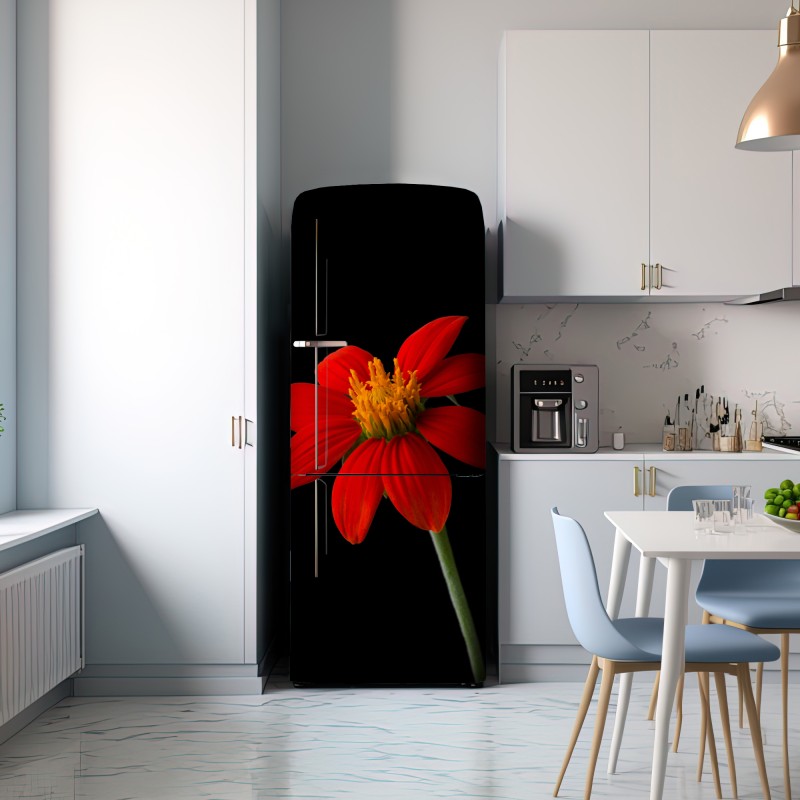 Naklejka na lodówkę żywy słonecznik meksykański na czarnym tle – Wallissimo® Naklejka na lodówkę żywy słonecznik meksykański na czarnym tle – Wallissimo®