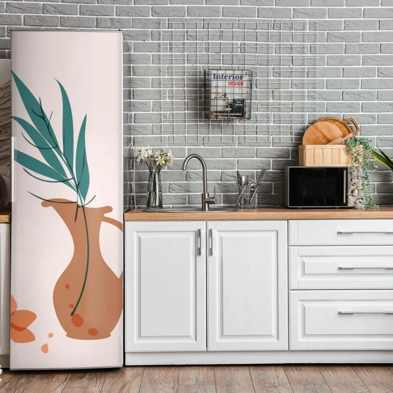 Naklejka na lodówkę czarno-białe pióro z kroplami wody – Wallissimo®