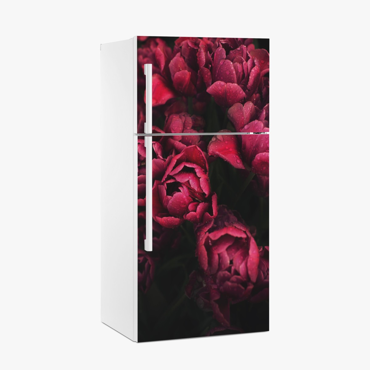 Fridge sticker deep crimson blooms with raindrops – Wallissimo®