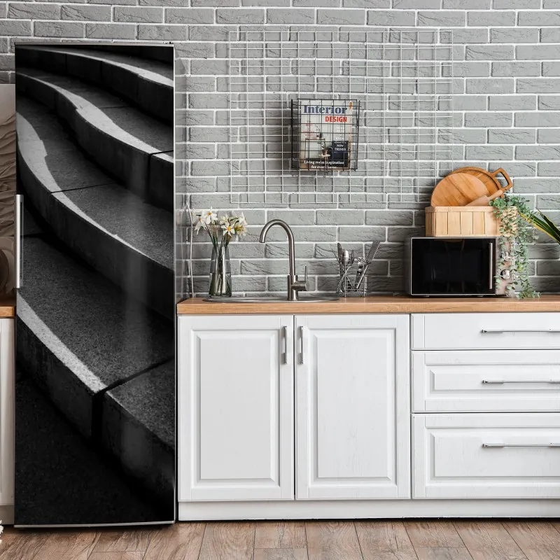 Naklejka na lodówkę biała tekstura marmuru z szarymi żyłkami – Wallissimo®