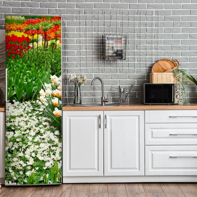 Naklejka na lodówkę elegancki szary wzór damasceński – Wallissimo®