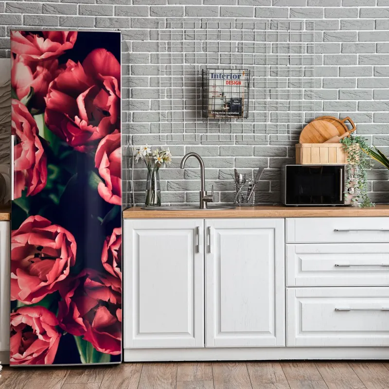 Naklejka na lodówkę delikatna beżowa ilustracja kwiatowa – Wallissimo®