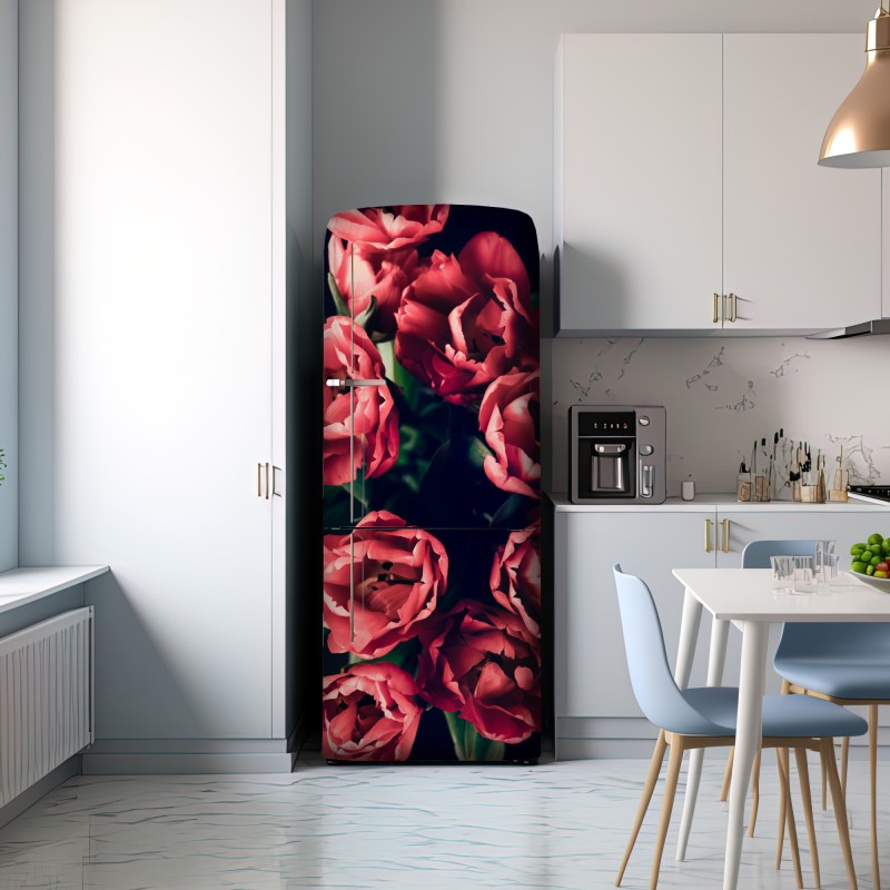 Naklejka na lodówkę nastrojowy różowy bukiet tulipanów – Wallissimo® Naklejka na lodówkę nastrojowy różowy bukiet tulipanów – Wallissimo®