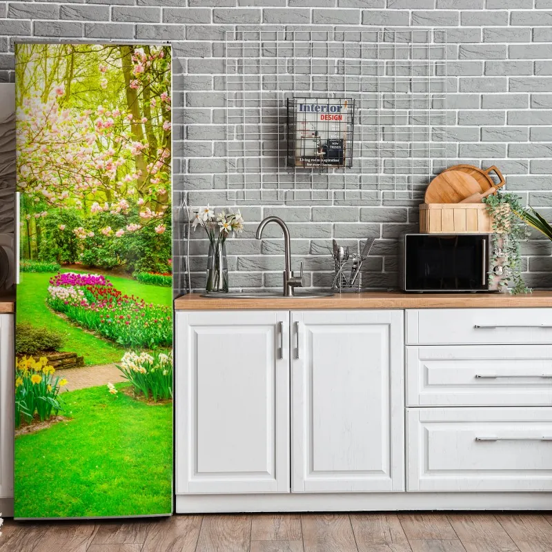 Naklejka na lodówkę vintage palmy na Hawajach o zachodzie słońca – Wallissimo®