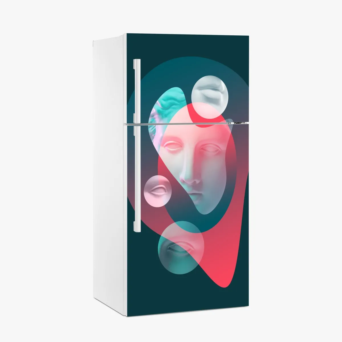 Naklejka na lodówkę surrealistyczna klasyczna twarz w duotonie – Wallissimo® Naklejka na lodówkę surrealistyczna klasyczna twarz w duotonie – Wallissimo®