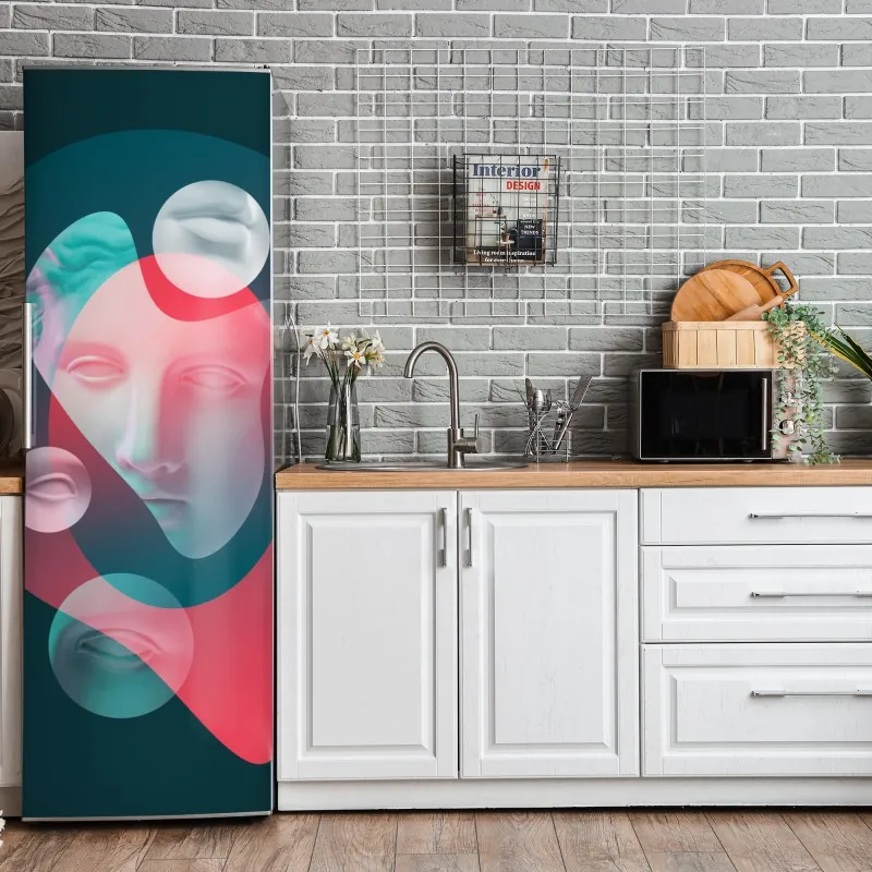 Naklejka na lodówkę biała tekstura marmuru z szarymi żyłkami – Wallissimo®