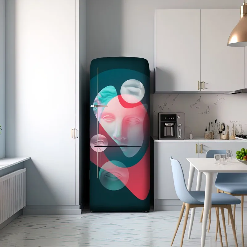 Naklejka na lodówkę surrealistyczna klasyczna twarz w duotonie – Wallissimo® Naklejka na lodówkę surrealistyczna klasyczna twarz w duotonie – Wallissimo®