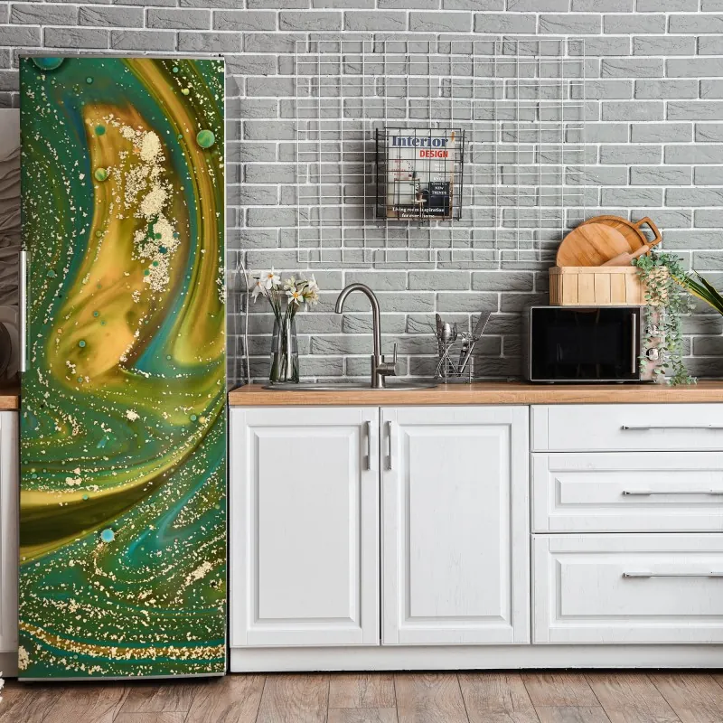 Naklejka na lodówkę jasny żółty wzór w kropki do pokoju – Wallissimo®