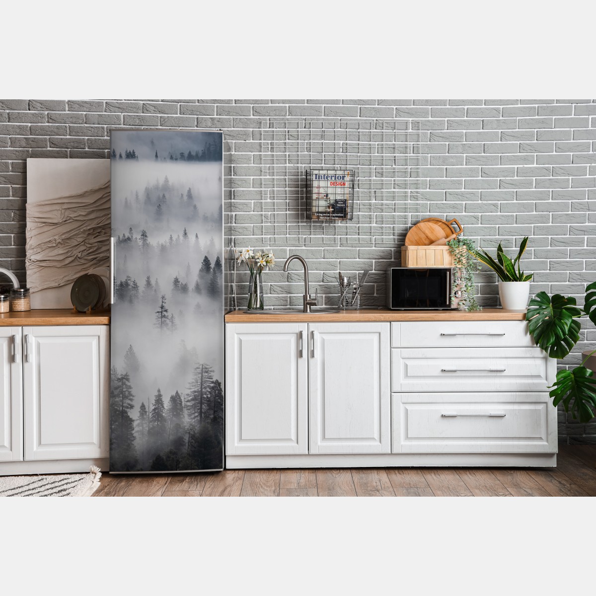 Naklejka na lodówkę mglisty las sosnowy – Wallissimo® Naklejka na lodówkę mglisty las sosnowy – Wallissimo®