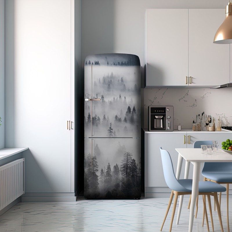 Naklejka na lodówkę mglisty las sosnowy – Wallissimo® Naklejka na lodówkę mglisty las sosnowy – Wallissimo®