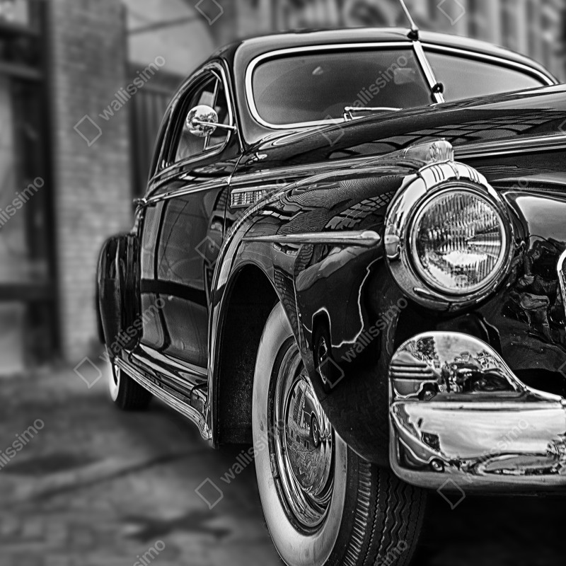 Naklejka na lodówkę zabytkowy klasyczny samochód na brukowanej ulicy – Wallissimo® Naklejka na lodówkę zabytkowy klasyczny samochód na brukowanej ulicy – Wallissimo®